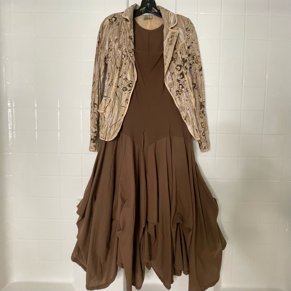 Womens size  Large Alberto Makali Sleeveless Midi dress and crinkle Jacket